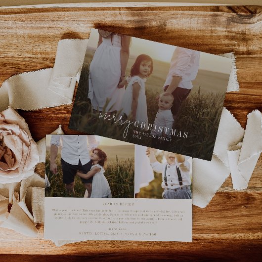 シックモダンな |金ゴールドフォトオーバーレイのクリスマスニュース シーズンカード