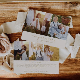 シックモダンな |金ゴールドフォトコラージュの新年情報 シーズンカード