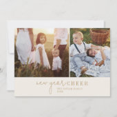 シックモダンな |金ゴールドフォトコラージュの新年情報 シーズンカード (正面)