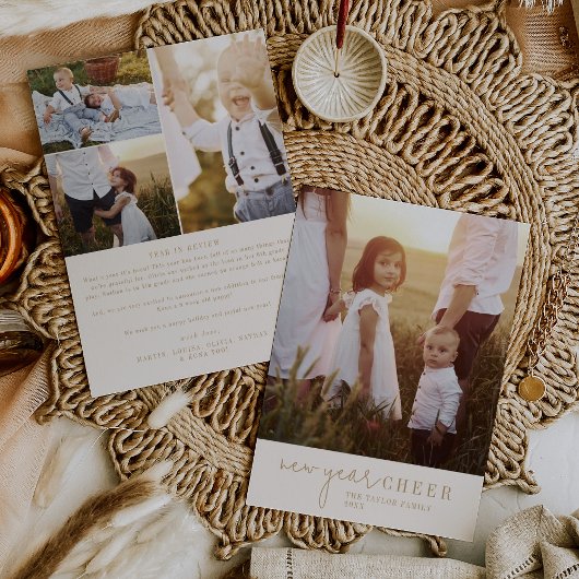 シックモダンな |金ゴールド写真年のレビュー シーズンカード