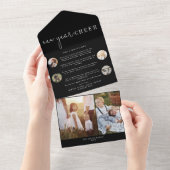 シックモダンな |黒新年の応援数々の写真 オールインワン招待状 (貼ってはがせる)