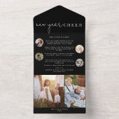 シックモダンな |黒新年の応援数々の写真 オールインワン招待状 (内側)