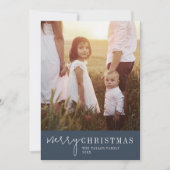 シックモダンな Navy Christmas Photo Year in Review シーズンカード (正面)
