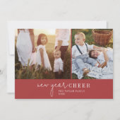 シックモダンな | Red Photo Collage New Year News シーズンカード (正面)