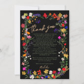 シックモダンなboho明るい野生の花の卒業 サンキューカード (正面)
