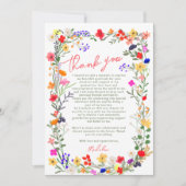 シックモダンなboho明るい野生の花の卒業 サンキューカード (正面)