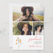 シックモダンなboho明るい野生の花の卒業 サンキューカード (裏面)