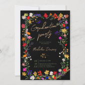 シックモダンなboho明るい野生の花の卒業 招待状 (正面)