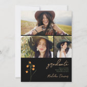 シックモダンなboho明るい野生の花の卒業 招待状 (裏面)