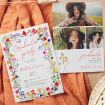 シックモダンなboho明るい野生の花の卒業