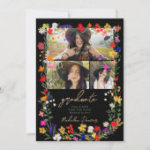 シックモダンなboho明るい野生の花の卒業 案内状 (正面)