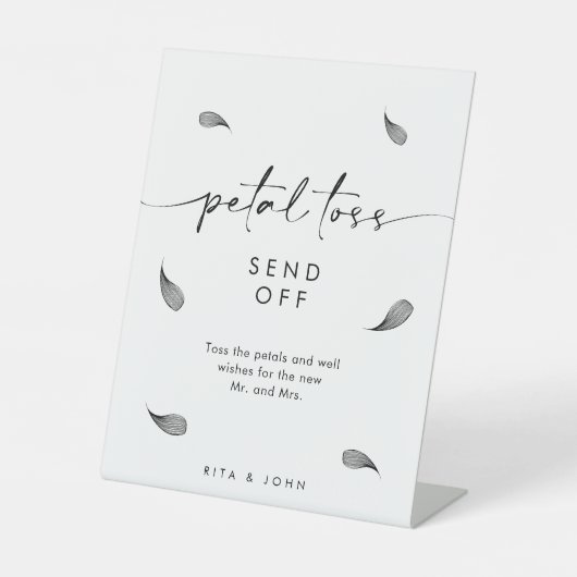 シックモダンの結婚花びらトスオフ送信 台座サイン (正面)