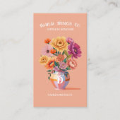 シックモダンはっきりした市松模様に花模様 名刺 (正面)