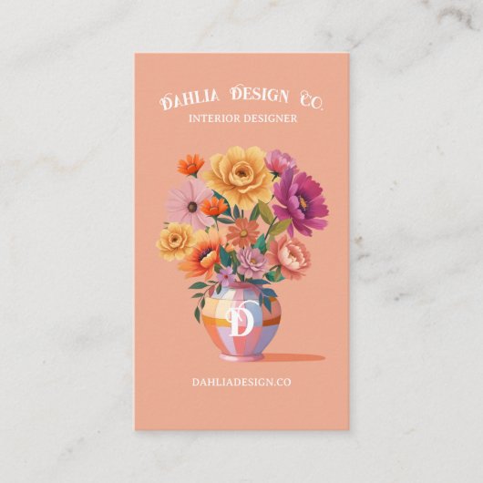 シックモダンはっきりした市松模様に花模様 名刺 (正面)