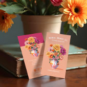 シックモダンはっきりした市松模様に花模様 名刺