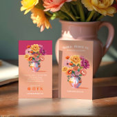 シックモダンはっきりした市松模様に花模様 名刺