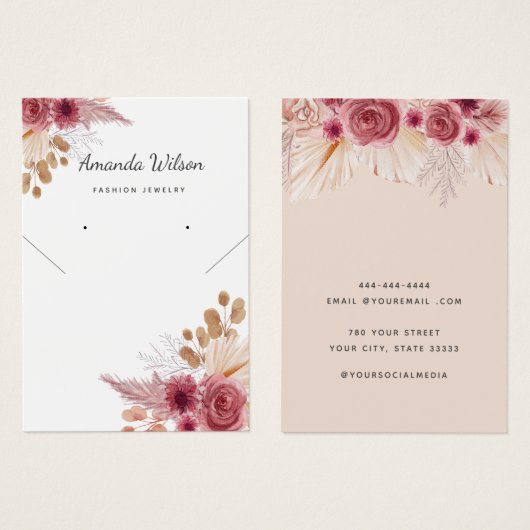 シックモダンアエレガントイヤリングネックレスディスプレイカード (正面&裏面)