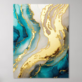 シックモダンアエレガントゲートマーブル金ゴールド 箔ポスター (正面)