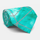 シックモダンアクアブルーウォーターカラーとシルバー ネクタイ (ロール)