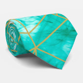 シックモダンアクアブルーウォーターカラーと金ゴールド ネクタイ (ロール)