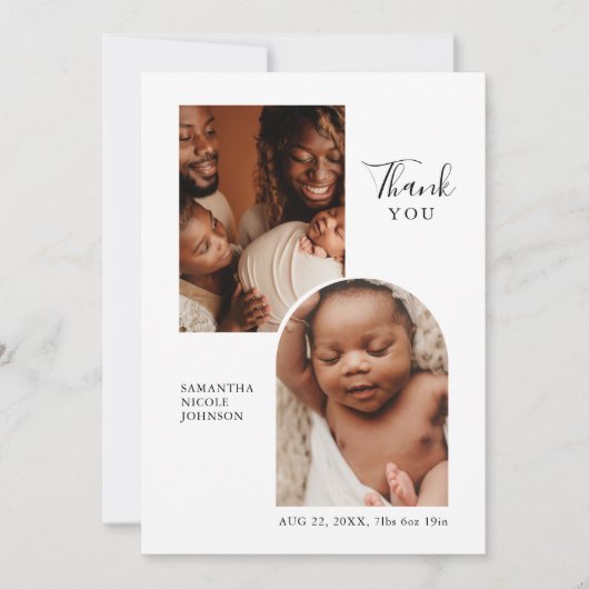 シックモダンアーチインセット2枚のフォトバートアナウンス 案内状 (正面)