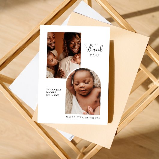 シックモダンアーチインセット2枚のフォトバートアナウンス 案内状