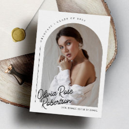 シックモダンアーチフォト卒業 案内状