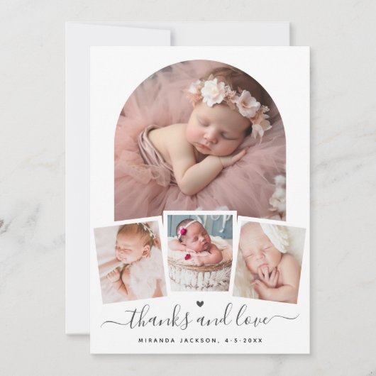 シックモダンアーチベビーシャワーありがとうご写真 サンキューカード (正面)