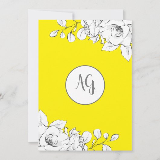 シックモダンイエローホワイトフローラ21st誕生日 招待状 (裏面)