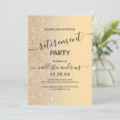 シックモダンイエロー金ゴールドグリッターグラデーション退職 招待状 (スタンド正面)