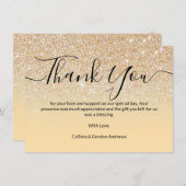 シックモダンイエロー金ゴールドグリッターグラデーション サンキューカード (正面/裏面)