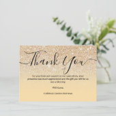 シックモダンイエロー金ゴールドグリッターグラデーション サンキューカード (スタンド正面)