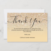 シックモダンイエロー金ゴールドグリッターグラデーション サンキューカード (正面)