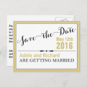 シックモダンウェディングの日付を保存 案内ポストカード (正面/裏面)