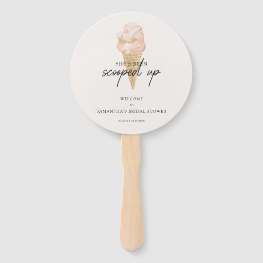 シックモダンウォーターカラーアイスクリームブライダルシャワー ハンドファン (正面)