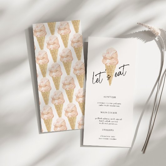 シックモダンウォーターカラーアイスクリームブライダルシャワー メニュー