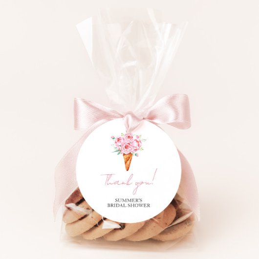 シックモダンウォーターカラーアイスクリームブライダルシャワー ラウンドシール