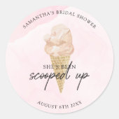 シックモダンウォーターカラーアイスクリームブライダルシャワー ラウンドシール (正面)