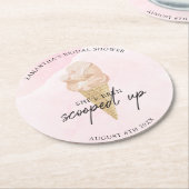 シックモダンウォーターカラーアイスクリームブライダルシャワー ラウンドペーパーコースター (アングル)