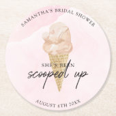 シックモダンウォーターカラーアイスクリームブライダルシャワー ラウンドペーパーコースター (正面)