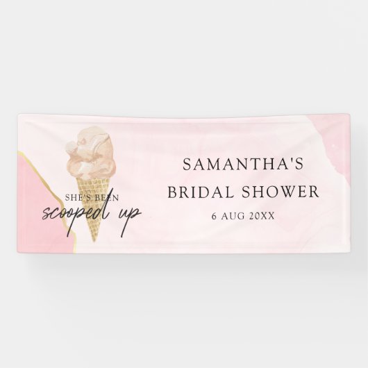 シックモダンウォーターカラーアイスクリームブライダルシャワー 横断幕 (横)