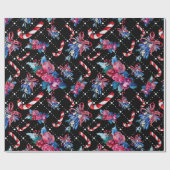 シックモダンウォーターカラークリスマスホリデーフローラ ラッピングペーパー (フラット)