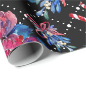 シックモダンウォーターカラークリスマスホリデーフローラ ラッピングペーパー (ロールコーナー)