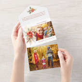 シックモダンウォーターカラークリスマスボタニカルフォト オールインワン招待状 (貼ってはがせる)