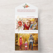 シックモダンウォーターカラークリスマスボタニカルフォト オールインワン招待状 (内側)