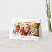 シックモダンウォーターカラークリスマスボタニカルフォト シーズンカード (正面)