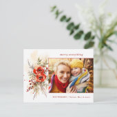 シックモダンウォーターカラークリスマスボタニカルフォト シーズンポストカード (スタンド正面)