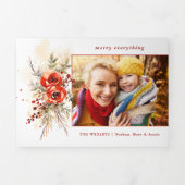 シックモダンウォーターカラークリスマスボタニカルフォト 三つ折りクリスマスカード (カバー)