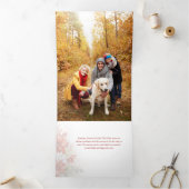 シックモダンウォーターカラークリスマスボタニカルフォト 三つ折りクリスマスカード (内部)