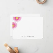 シックモダンウォーターカラーピンクフローラパーソナライズされた ノートカード (正面/裏面インサイチュ)